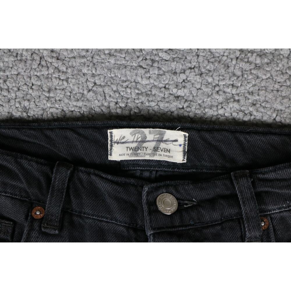 Free People We The Free Jeans 27 Black Bell Bottoms Flared Snap Button Trim - Picture 4 of 9